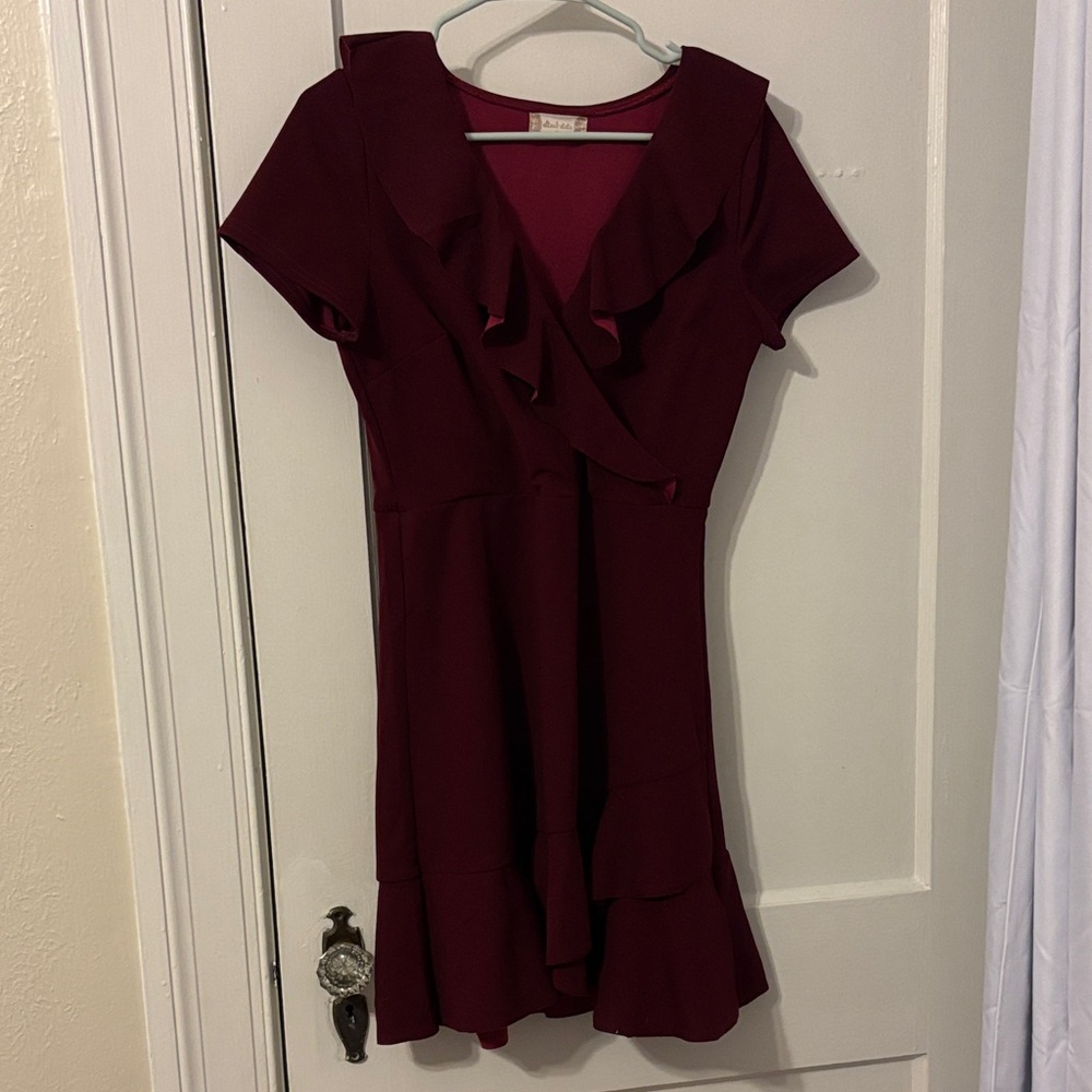 Altar'd State Deep Red Ruffle Mini Dress